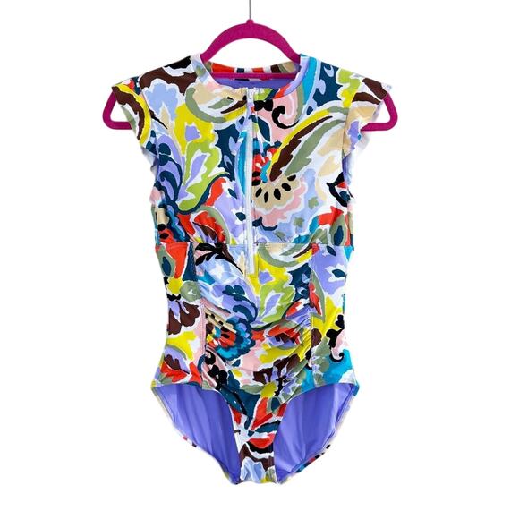 Anne Cole Multicolor Print One Piece Swimsuit Rash Guard Women's Size 6 - Picture 2 of 9
